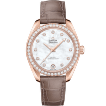 海马系列 AQUA TERRA 150米<span class="nowrap">腕表</span> 34毫米, Sedna™ 18k金表壳 搭配 皮表带 - 22058342055001